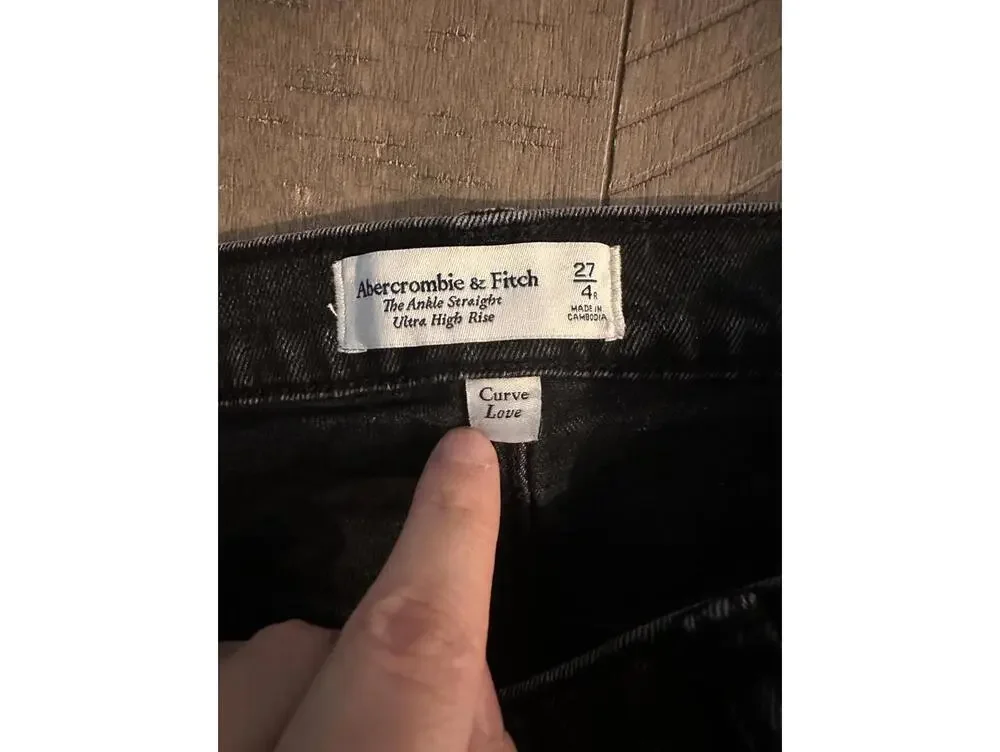 Abercrombie & Fitch Ankle Straight Ultra High Rise Curve Jeans Black Women 27/4R - Picture 7 of 14